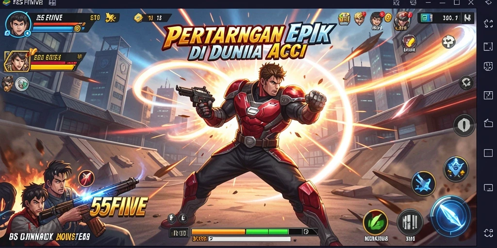 Tampilan gameplay <strong>55FIVE</strong> yang penuh aksi dan ketegangan.