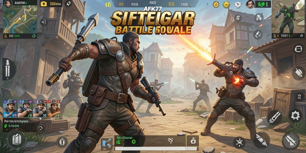 Tampilan seru gameplay AFK77 dalam pertarungan Battle Royale.