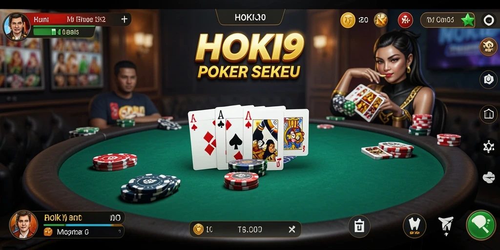Tampilan utama HOKI9 dengan pemain berkompetisi di meja poker.