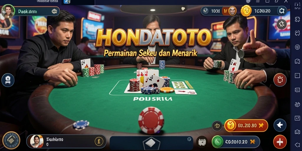 Tampilan gameplay poker yang seru di HONDATOTO.