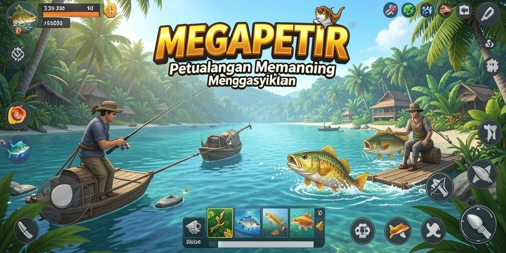 Tampilan gameplay <strong>MEGAPETIR</strong> yang mendebarkan dan atmosfer Fishing yang nyata.