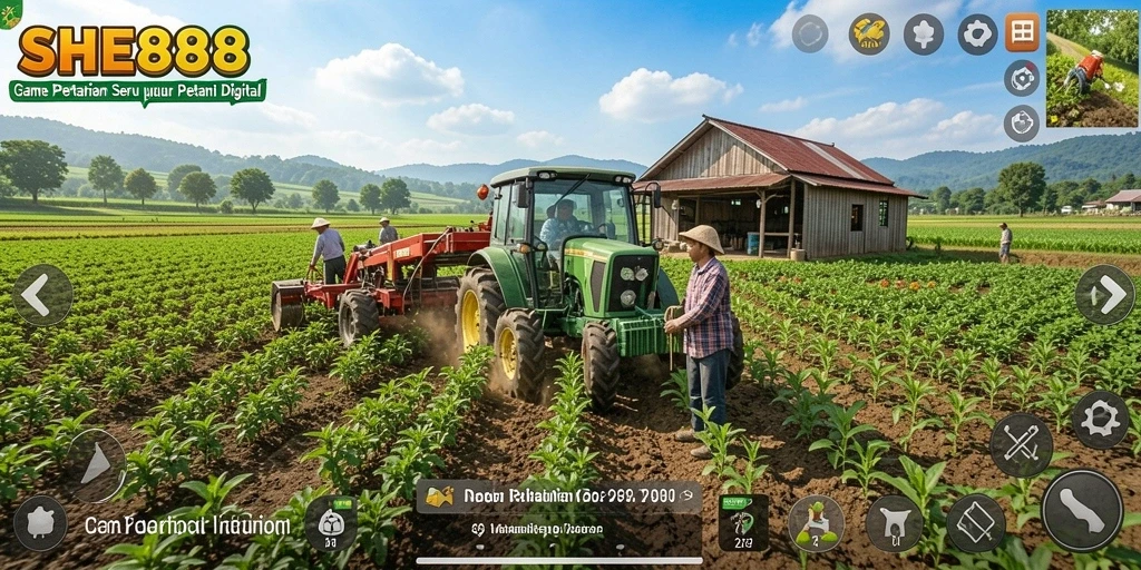 Tampilan gameplay SHE888 yang seru dan interaktif dalam bertani.