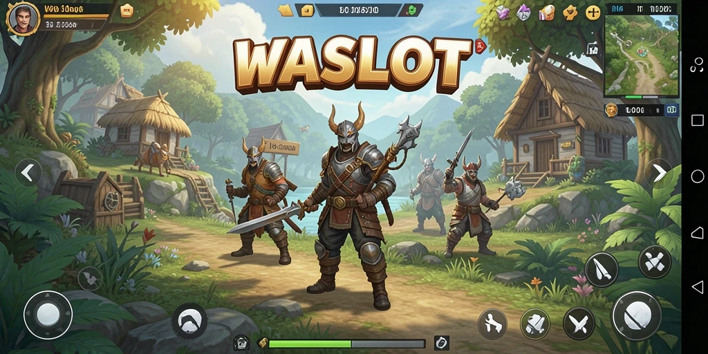 Tangkapan layar gameplay WASLOT dengan pemandangan yang menakjubkan dan eksplorasi seru.